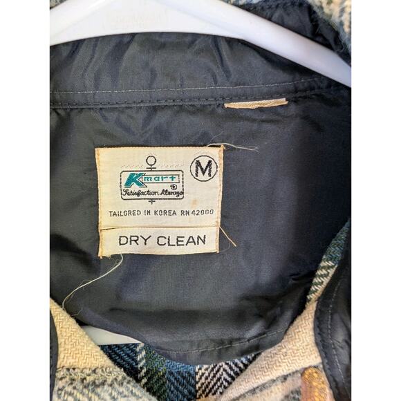 Vintage Kmart Flannel Shacket Mens Medium Buffalo Plaid 80s Western Button READ - Picture 16 of 16